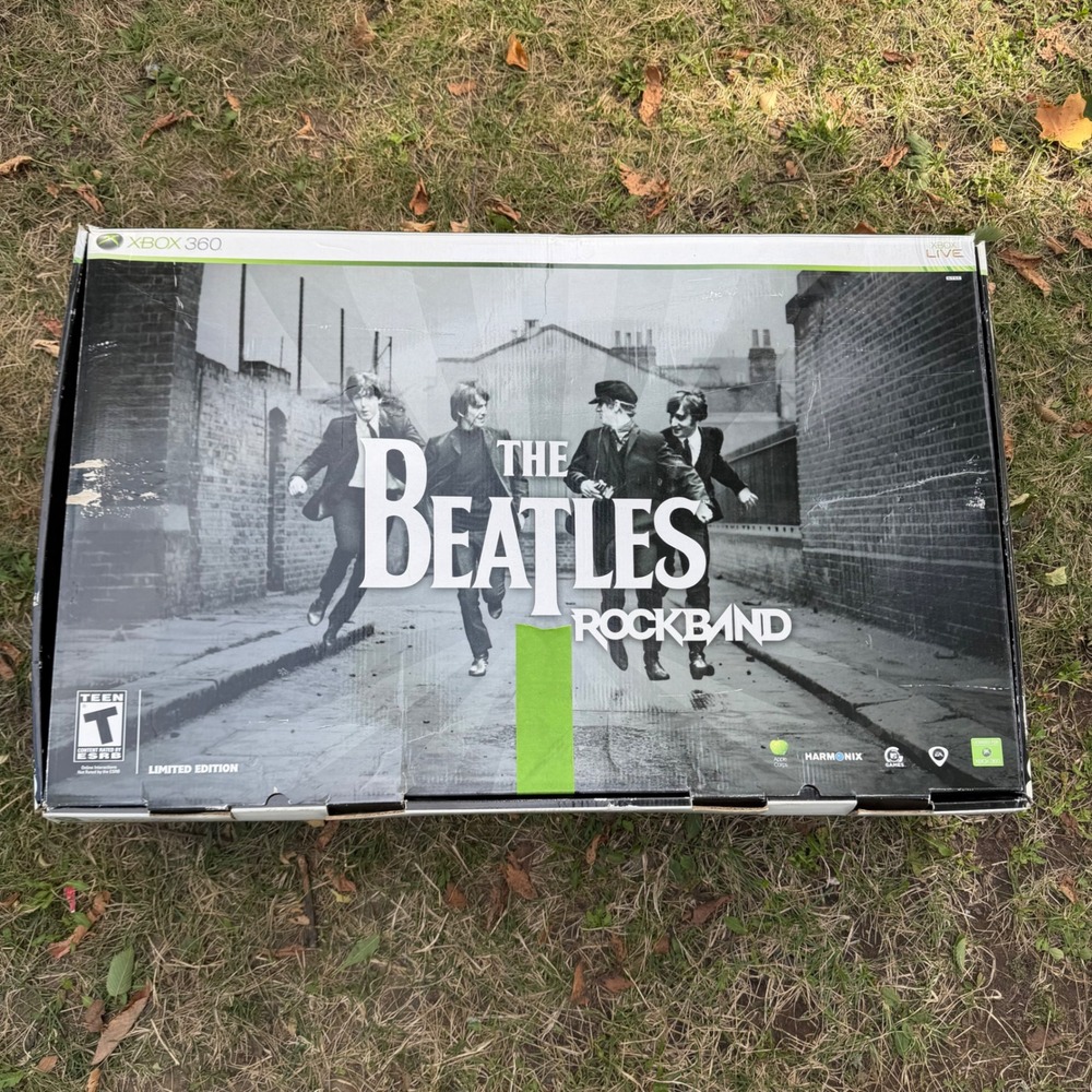 The Beatles Rock Band Xbox 360 Limited Ed Wireless Guitar Drums Box INCOMPLETE